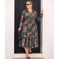 thumbnail image 4 of CASSIE LIZ Womens Plus Size Dresses 5X V Neck Floral Print Maxi Dress with Elastic Waist with Pockets Fall and Winter Long Sleeve Romantic Boho With Buttons Dress 5XL 26W 28W, 4 of 5