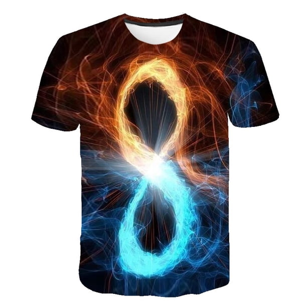 Flame 2023 nuevas camisetas de moda ropa de verano ropa informal de dibujos animados para niños camisetas de manga corta con cuello redondo 1-14 años Old8T Gao Jinjia LED