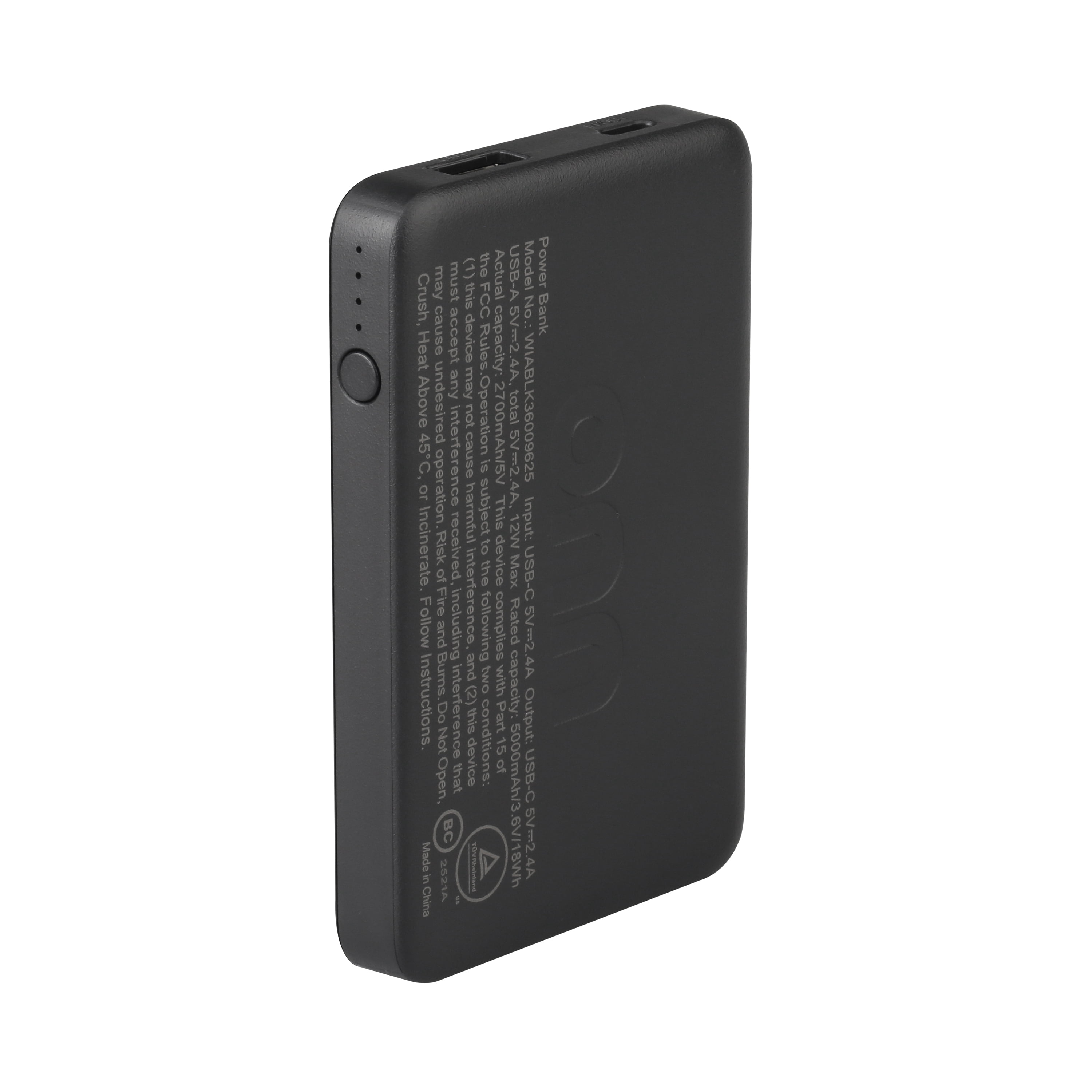 onn 5000mAh Portable Power Bank with USB-C and USB-A ports