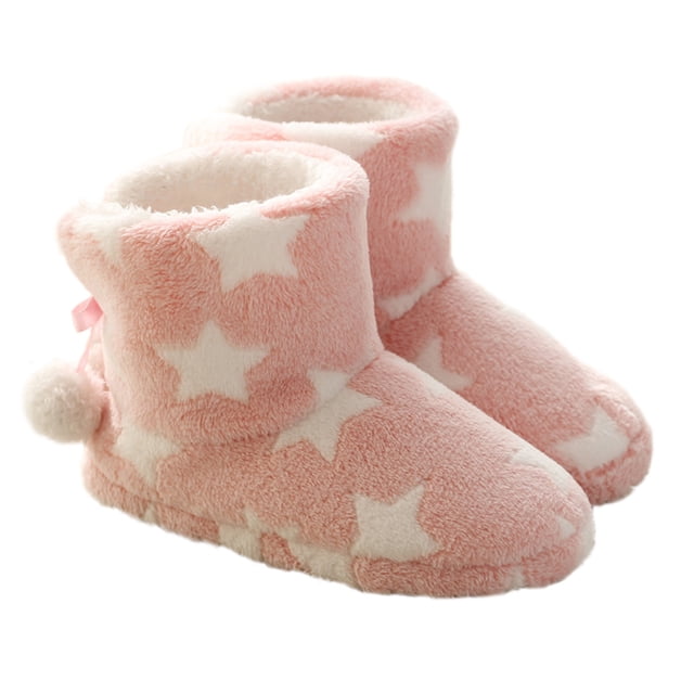 Miangastore 1 Pair Fashion Star Pattern Women Boots Plush Winter Warm Ankle Bootie Slippers