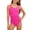 Hot Pink, variant on Girls Ruched One Piece Swimsuit Retro V-Neck Wide Strap Padded Bathing Suit for Tweens Summer Pool Beach Vacation(Light Green/10)