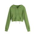 thumbnail image 4 of Fgnfyis Cropped Hoodie Women Casual and Fashionable Short Hooded Sweatshirt with Pockets Light Long Sleeve for Streetwear Green XL, 4 of 6