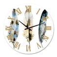 thumbnail image 2 of Designart 'Colourful Boho Feathers V' Bohemian & Eclectic Wall Clock, 2 of 5