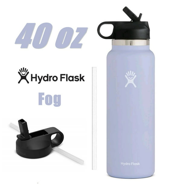 Hydro Flask 40oz Wide Mouth Water Bottle w/ Straw Lid 2.0 Stainless Steel & Vacuum Insulated, Fog