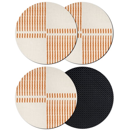 Orange Striped Coasters Set of 4 Absorbent Coasters for Drinks Rustic Farmhouse Stripes Vintage Art Coaster for Desk Coffee Table Protection Home Decor House Warming Gifts 4
