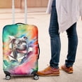 thumbnail image 4 of Funny Watercolor Adorable Pitbull Peeking Through Torn Paper Effect Travel Luggage Cover Terrier Dog Lover Suitcase Dust Protective Decor - 00026, 4 of 5
