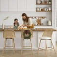 thumbnail image 2 of LAZZO 26” Swivel Bar Stools Set of 2, Boho Rattan Counter Height Bar Chairs for Kitchen Island, White, 2 of 9