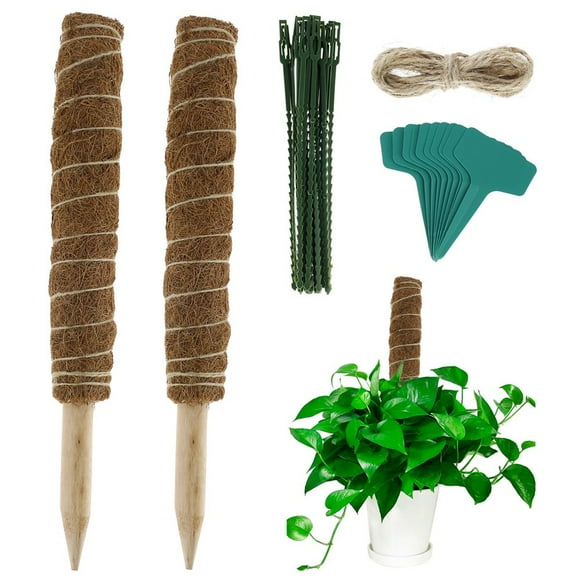 2pcs Moss Pole 30/40CM Coco Coir Plant Sticks with Plant Ties and Labels Garden Moss Support Pole Pl Moss Pole