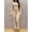 Beige, variant on Women's 2 Piece Casual Outfit Set, Solid Color Fitted Long Sleeve Top and Matching Pants, Everyday Matching Set