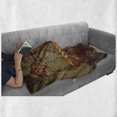thumbnail image 6 of Fantasy Soft Flannel Fleece Throw Blanket, Decadence Grunge Ruin Brick Wall and a Giant Lizard on the Sofa Surreal Art, Cozy Plush for Indoor and Outdoor Use, 70" x 90", Vermilion Umber, by Ambesonne, 6 of 6