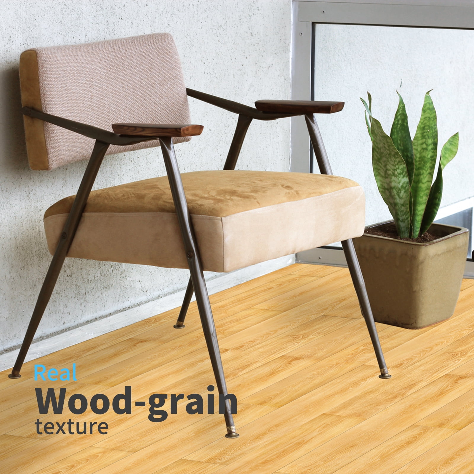 Art3d Peel and Stick Floor Tile Vinyl Wood Plank 12-Pack 18 Sq.Ft，Aspen Yellow，Rigid Surface Hard Core Adhesive Flooring