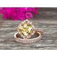 thumbnail image 4 of Trio Set 10k Rose Gold 3.05 Carat Champagne Diamond Moissanite Wedding Set Engagement Ring Antique Stacking Matching Band Art Deco, 4 of 6