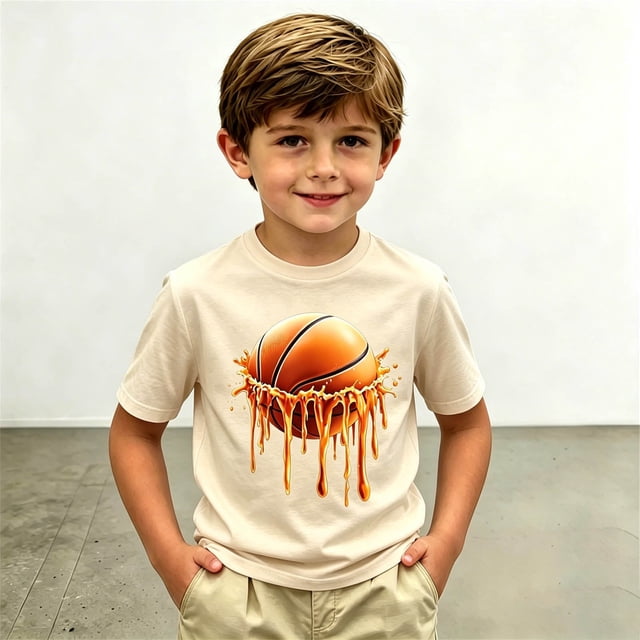 T-Shirts pour Filles Col Rond T-Shirts Graphiques Tenues d'Été pour Filles Shorts de Basketball Garçons 4T
