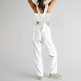 thumbnail image 5 of FADAACAI Overalls for Women Denim,Women Loose Fit Classic Bib Casual Jean Stretchy Denim Overall Jumpsuit Tapered Leg Jean Pants,Jean Overalls for Women,Jumpsuits for Women Casual White M Clearance！, 5 of 5
