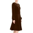 thumbnail image 4 of Ygbgbb Women's 2026 Velvet Dress Long Sleeve Crewneck Solid Tunic Dresses Pleated Midi Dress for Wedding Guest Evening Dancing Coffee L, 4 of 6