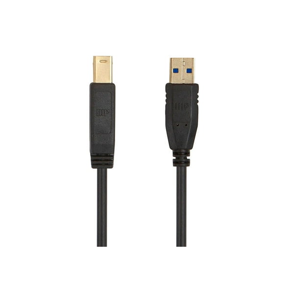 Monoprice USB 3.0 Type-A to Type-B Cable - 3 Feet - Black | Compatible With Monitor, Scanner, Hard Disk Drive, USB Hub, Printers - Select Series