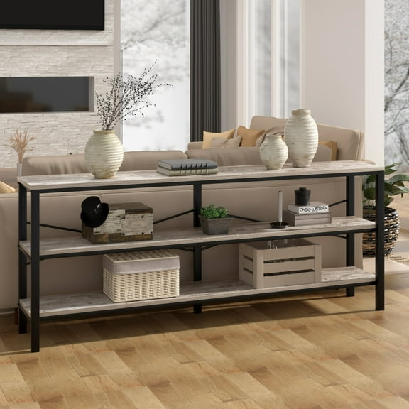 TY Arts & Culture Console Table 71.1" Entryway Table Wood Sofa Table TV Stand for TV up to 75" Storage Shelves