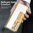 thumbnail image 4 of Mantto For Samsung Galaxy Z Fold 3 Case,Luxury Lychee Pattern PU Magnetic Kickstand Hinge Hard PC Shockproof Cover with S Pen Holder and Built-in Tempered Glass Front Film.Gold&Silver, 4 of 8