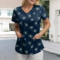 thumbnail image 2 of NIEWTR Women's V Neck Patterned Scrub Tops Durable Summer Tees Medical Nurse Uniforms with Pockets(Navy,2XL), 2 of 5