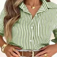 thumbnail image 5 of Olyvenn Striped Button Down Shirts for Women Dress Shirts Long Sleeve Casual Collared Office Work Shirt with Pocket Green S, 5 of 8