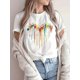 thumbnail image 2 of Camiseta con estampado de huellas de animales y corazones para mujer, estilo tie-dye, informal, de manga corta y cuello redondo, de punto transpirable, ideal para cualquier temporada, ideal como regal, 2 of 5