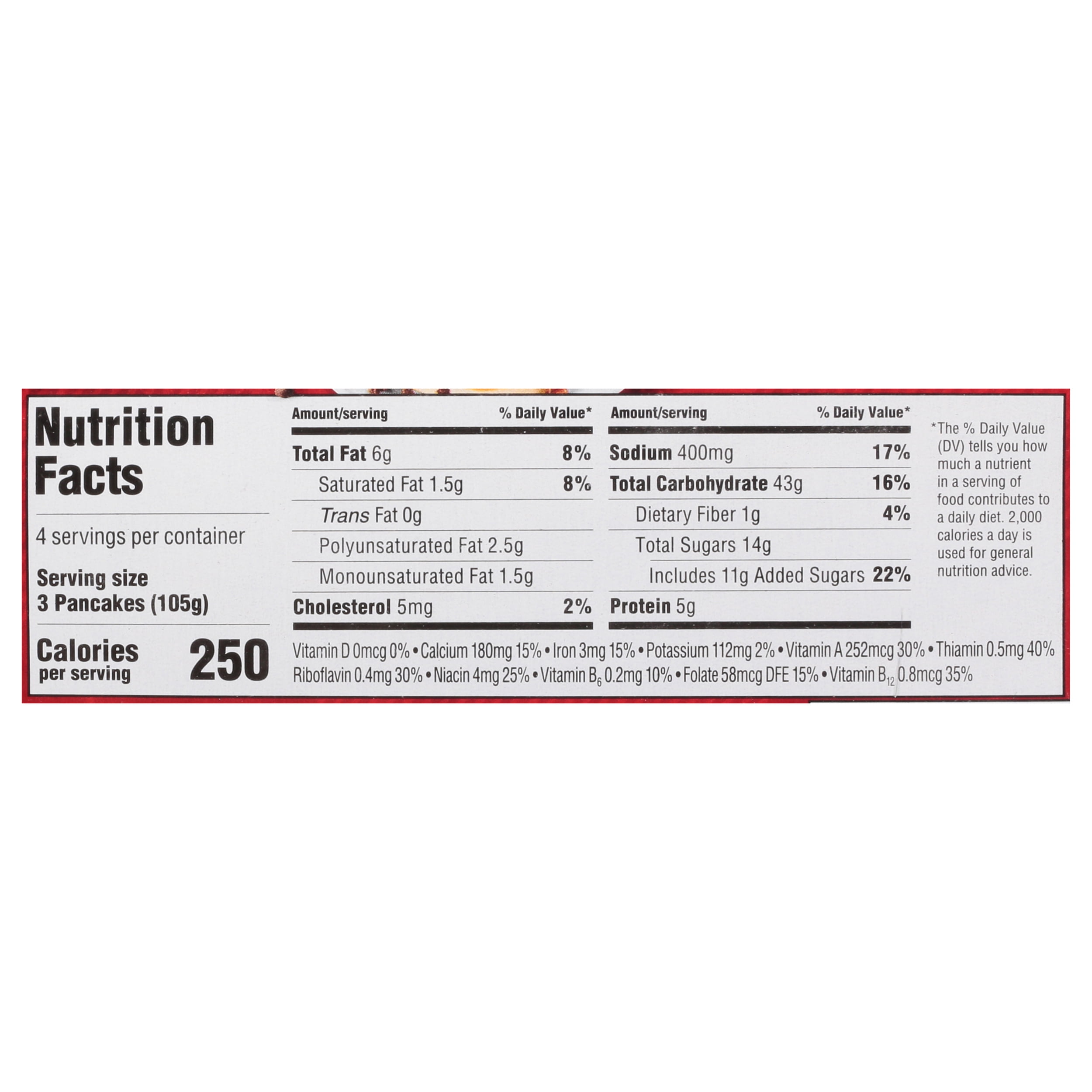 Hungry Jack Chocolate Chip Pancakes, No Artificial Preservatives 12 Ct, 14.8oz Box (Frozen)