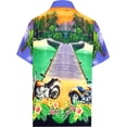 thumbnail image 2 of HAPPY BAY Men's Fun Beach Short Sleeve Hawaiian Shirts 5XL Violet, Motorcycle Bike, Purple Summer Vacation Holiday, 2 of 7