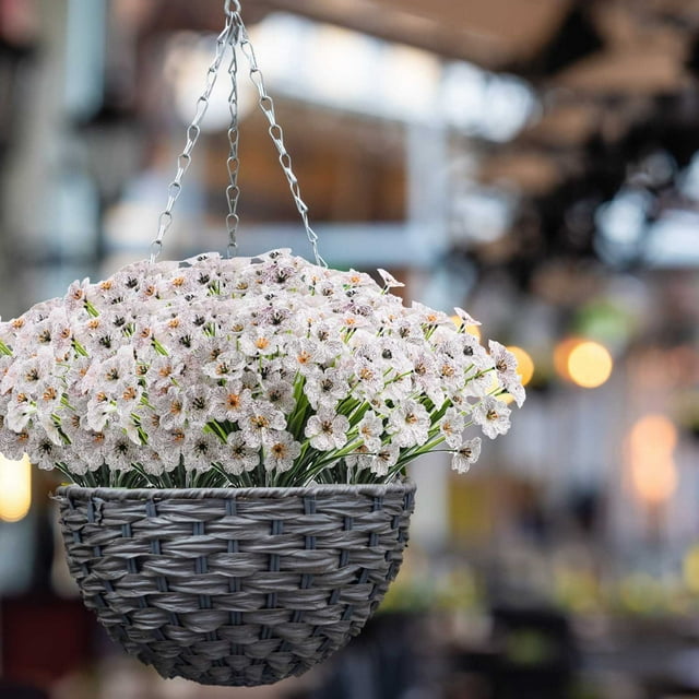 Flores violetas Lisbinx, flores de seda de tacto realista, tallos de plástico duraderos, decoración de jardín para uso doméstico, ambiente romántico, diseño de bajo mantenimiento.