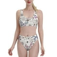 thumbnail image 2 of Goofa Vintage Butterflies Pattern High Waisted Bikini Set - Two Piece Swimsuit for Women, Summer Bathing Suit,Trendy Swimwear-X-Large, 2 of 8
