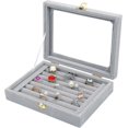 thumbnail image 1 of HAHADAXA Velvet Glass Jewelry Ring Display Stand Storage Box Ring Earrings Jewelry Box Ring Holder Case, 1 of 6