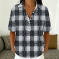 thumbnail image 6 of Zulora Women's Short Sleeve Plaid Shirt Casual Flannel Button Down Tops, 6 of 7