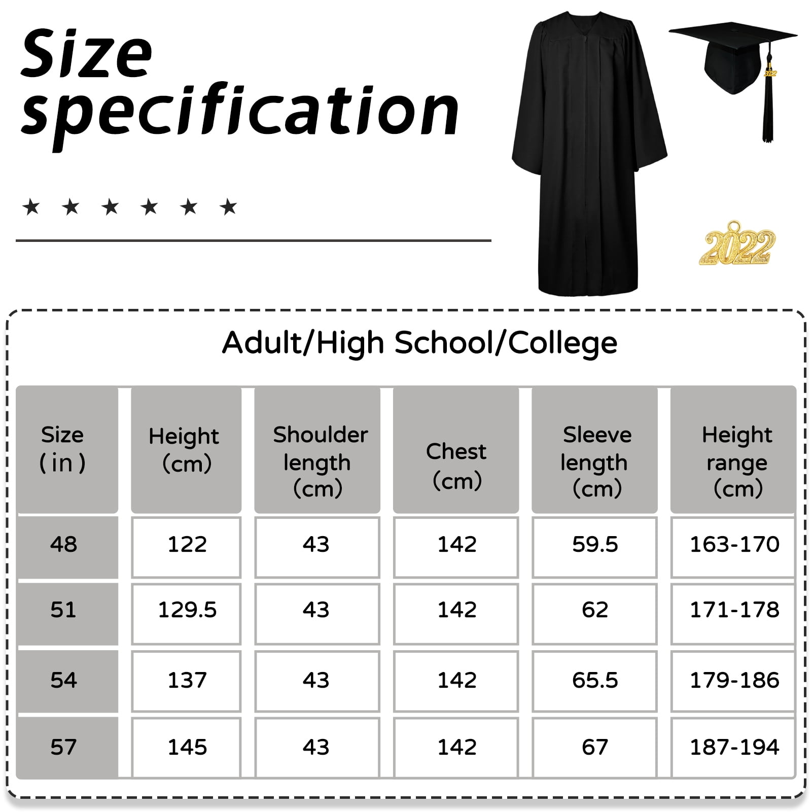 Top more than 141 graduation gown size chart latest camera.edu.vn