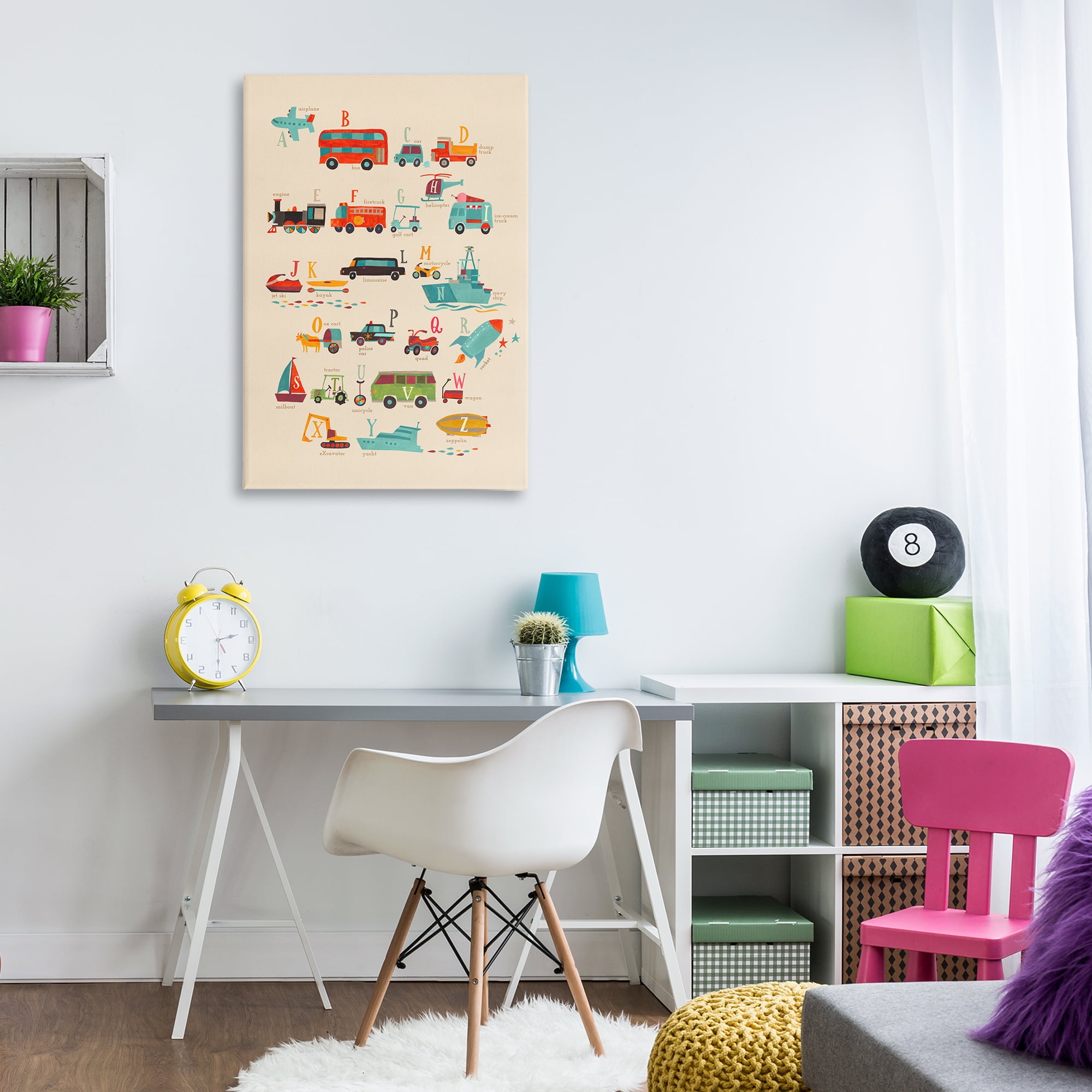 Stupell Industries Varied Transportation Alphabet Education Painting Wrapped Canvas Art Print Wall Art, 24 x 36