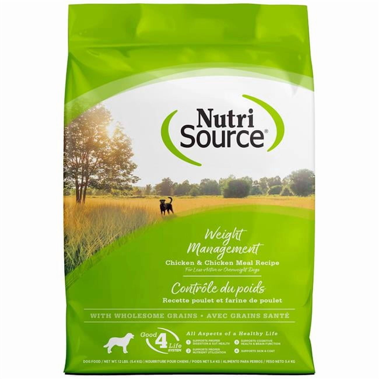 NutriSource with Wholesome Grains Weight Management Chicken & Chicken Meal Recipe Dog Food 12 lb