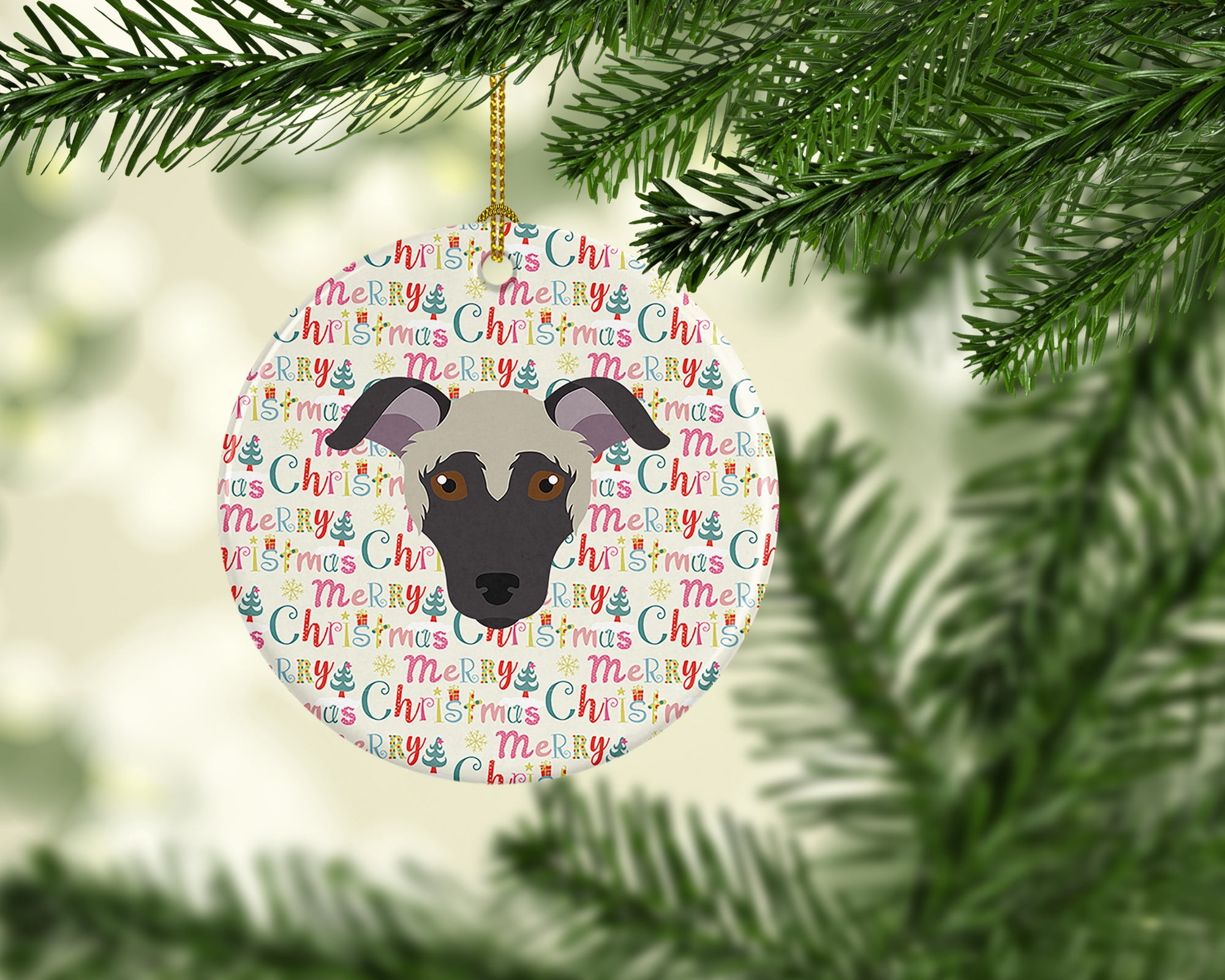 Argentine Pila Dog Merry Christmas Ceramic Ornament 2.8 in x 2.8 in