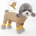 thumbnail image 3 of Contrast Color Pet Romper Striped Pattern Close-Fitting Kitten and Dog Pajamas Costume for Winter, 3 of 8