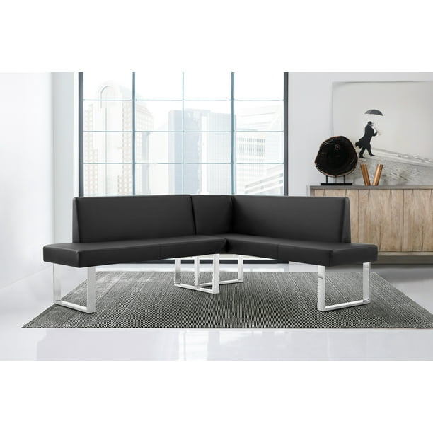 Armen Living Amanda Black Corner Sofa