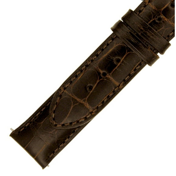Hadley Roma 16 MM Shiny Dark Brown Alligator Leather Strap