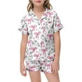 thumbnail image 5 of Easter Pajamas Baby Girl Bunny Print and Egg Print Shorts Home Pajamas Set Cute Button-Up Sleepwear for Kids and Girls Pink,3-4 Years, 5 of 5