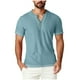 thumbnail image 2 of pstuiky camisetas de hombre, Camisa informal de verano para hombre, de manga corta, color liso, con cuello en V y bolsillo ropa de hombre l, 2 of 8
