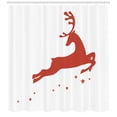thumbnail image 3 of Ambesonne Valentine's Day Shower Curtain, Jumping Reindeer, 69"Wx75"L, White Red, 3 of 3