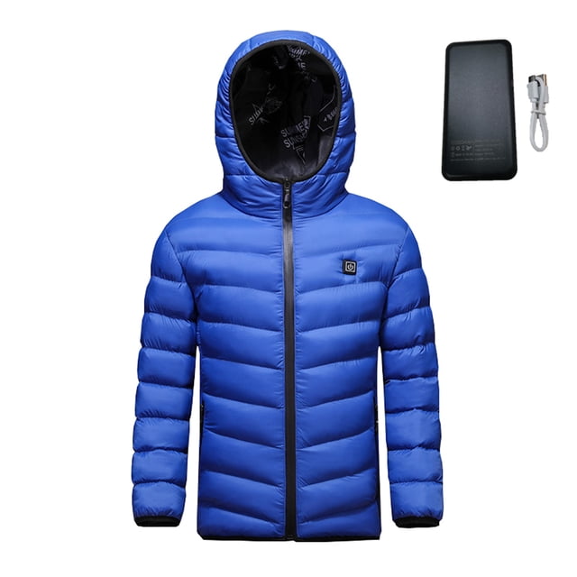Kids Heated Jacket Includes Power Bank Usb Intelligent Constant Temperature Heated Windproof Plus Size Coat for Children Winter 3 Heated Jacket Coat Blue 6T