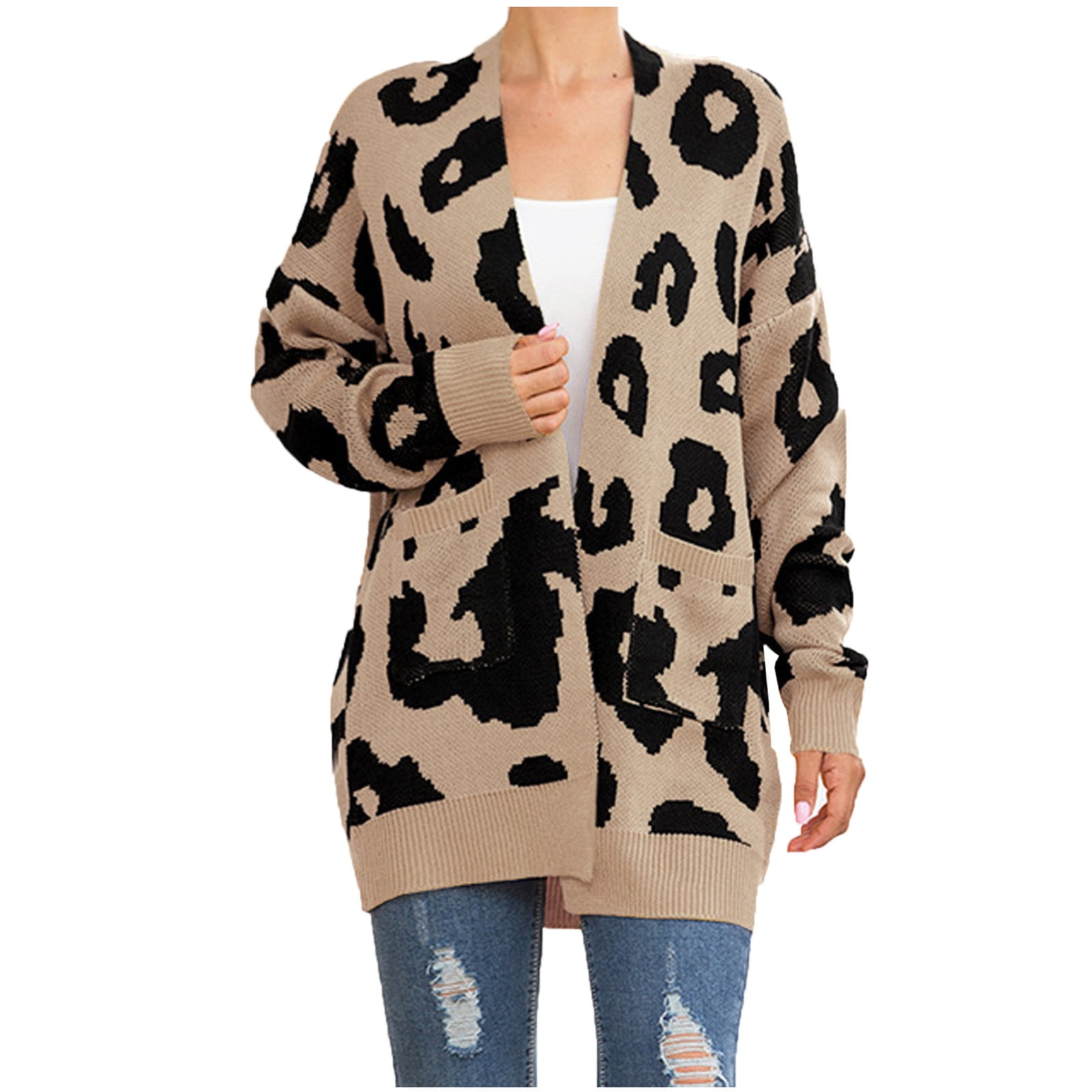 leopard print long cardigan uk