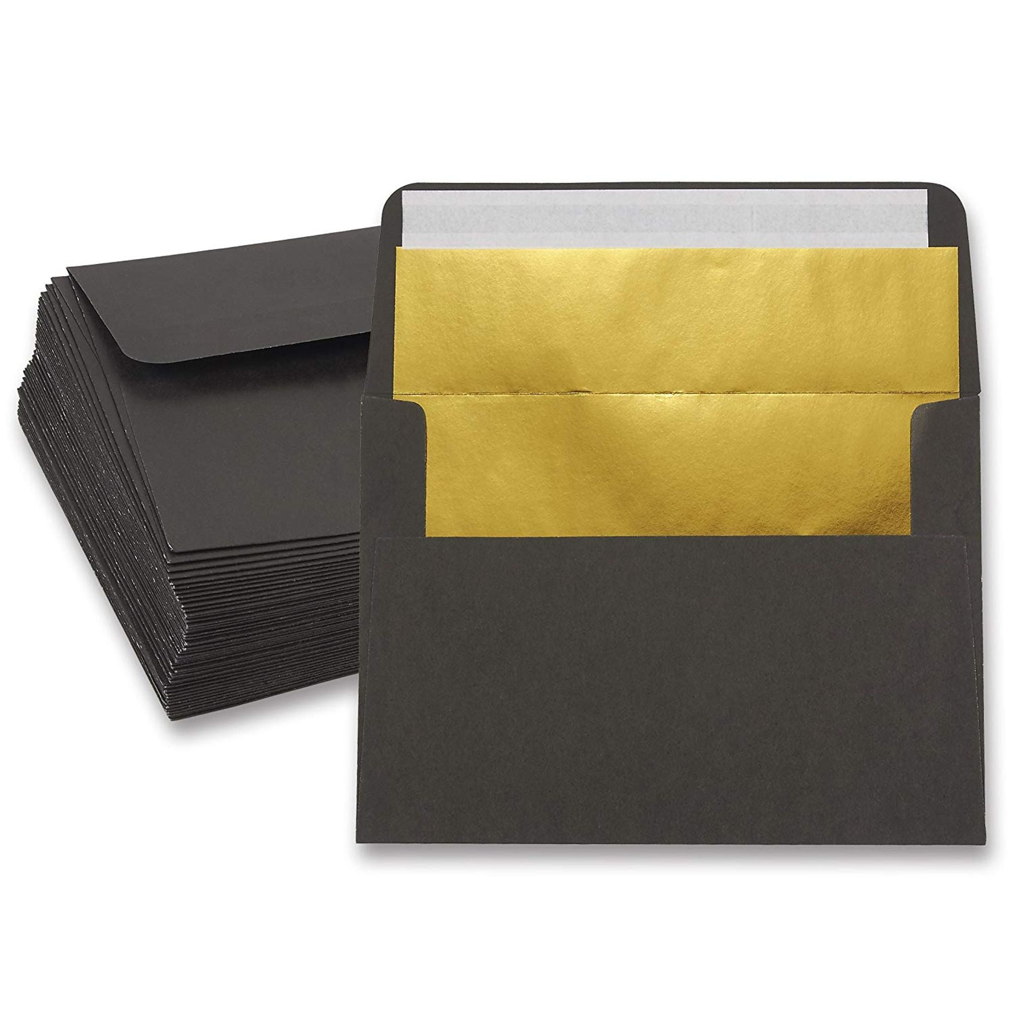 50Pack A7 Invitation Envelopes, Gold Foiled Lined for 5x7 Cards