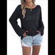 thumbnail image 2 of Suéter Holgado Informal de Larga con Crochet para Mujer, Top de Punto Calado. Negro S, 2 of 10