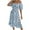 Blue, variant on cocolona Womens Summer Boho Floral Print Dress Square Neck Short Sleeve Waist Frill Ruffle Flowy Sun Dress Casual Beach Midi Dress