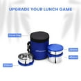 thumbnail image 4 of Lovely Stylo Lunch Box With Fabric Jacket - Blue | 3 Stainless Steel Containers With Airtight Lids, 2 X290ml & 450ml - BPA Free, Microwave Safe, Leak Proof, 4 of 5
