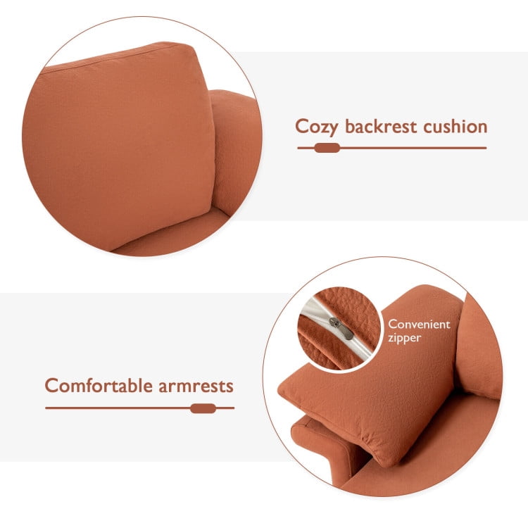 Finihen Upholstered Accent Armchair, Modern Fabric Accent Armchair with Original Distributed Spring and Armrest Cushions, for Living Room, Bedroom, Rust Red
