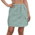 thumbnail image 2 of Womens Cargo Skirt -Fashion Cargo Skort with 4 Pockets Drawstring Stretchy Summer Boho Skirts Golf Travel Hiking Skorts for Women Daily Wear 10-Light Green S, 2 of 5