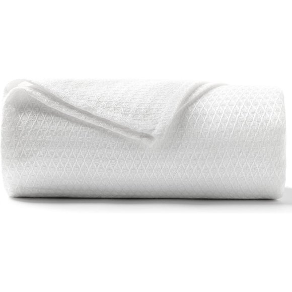 IGUOHAOCooling Blankets, Queen Size 100% Bamboo Blanket for All-Season, Cooling Blanket Absorbs Body Heat to Keep Cool on Warm Night, Ultra-Cool Lightweight Blanket for Bed (79x91 inches, White)